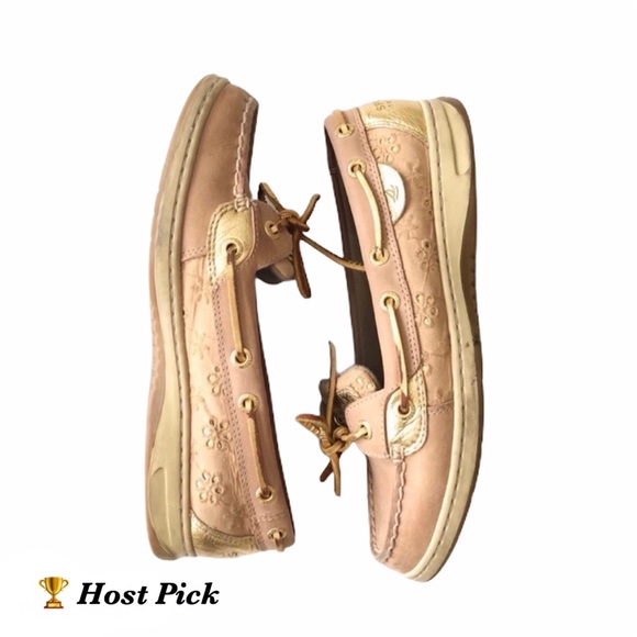 Sperry Shoes - Sperry Top Slider Tan and Gold Angelfish Boat Shoe